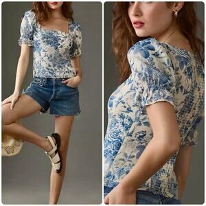 Reformation Constance Floral Print Puff Sleeve Top